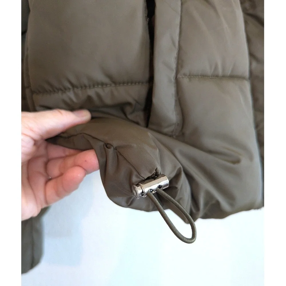 Snobbish Olive Grn Cropped Puffer Jacket Girls XL Womens XS Quilted Winter Coat